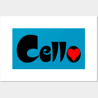 Cello Heart Text Posters and Art